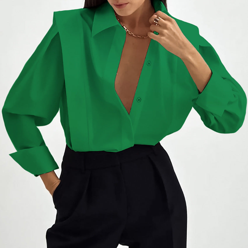 Long Sleeve Shoulder Slimming Shirt