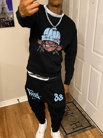 Casual Round Neck Sweater Sport Pants Suit