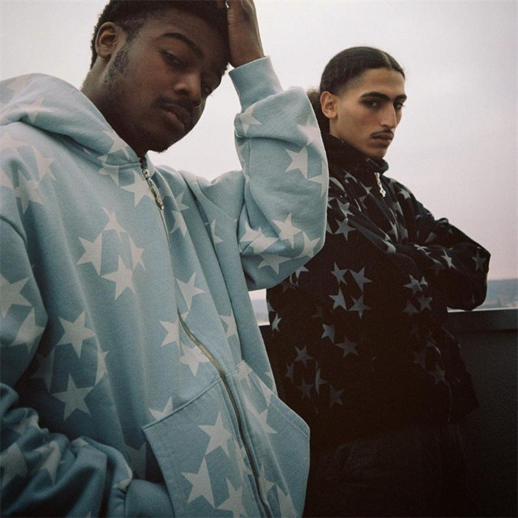 Stars Zip-Up Cardigan Jacket