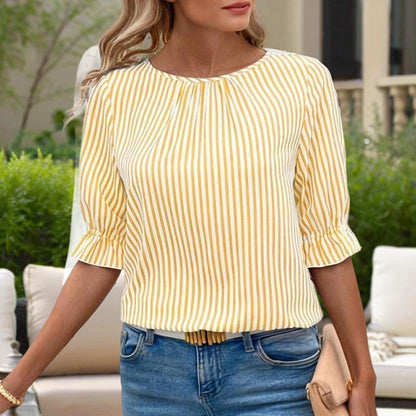 Round Neck Striped Summer Top