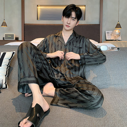 Men's Pyjamas V-Neck Thin Top & Pants Set