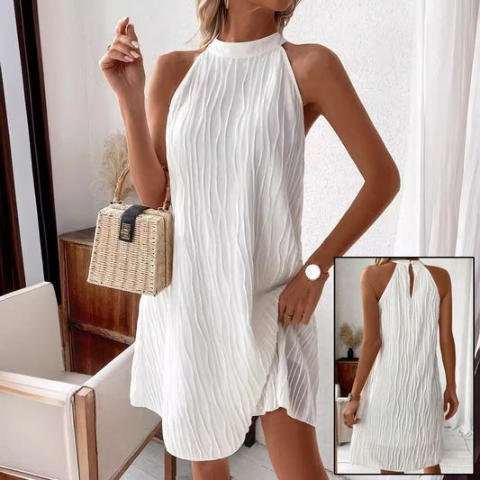 Pure Collar Halter Backless Dress