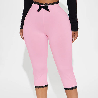 Leopard Print Cropped Tight Straight-Leg Pants