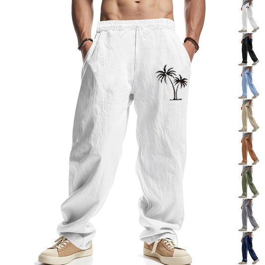 Casual Hawaiian Beach Coconut Print Trousers