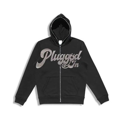 Rhinestone Zip-Style Sweater