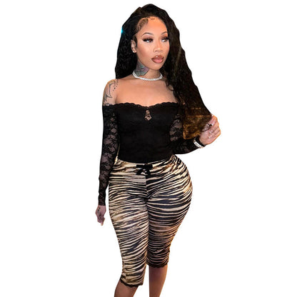 Leopard Print Cropped Tight Straight-Leg Pants