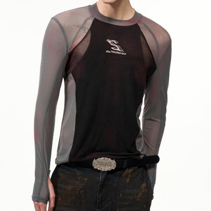 Tight Mesh Stitching Long Sleeve Top