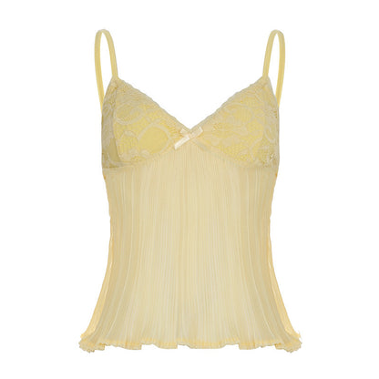 Fashion Lace Stitching Bow Suspenders Top