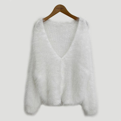 Mink Long-Sleeved Knitted Cardigan