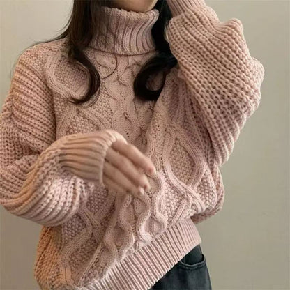 Turtleneck Twisted Long-Sleeved Sweater