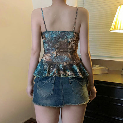 Vintage Printed Small Sling Top