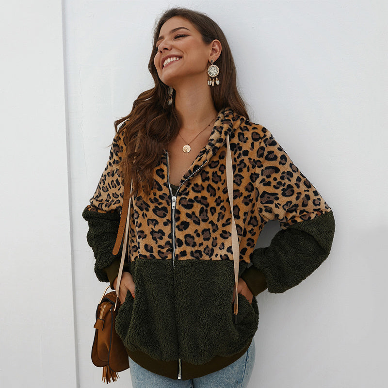 Leopard Print Patchwork Jacket Top