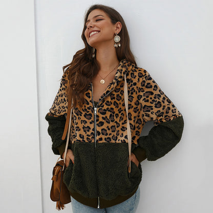 Leopard Print Patchwork Jacket Top