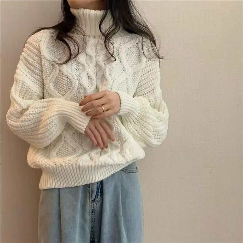 Turtleneck Twisted Long-Sleeved Sweater
