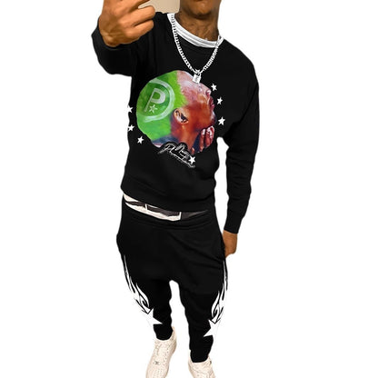 Casual Round Neck Sweater Sport Pants Suit