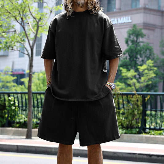 2pcs Loose Sports Round Neck Short-Sleeved T-Shirt
