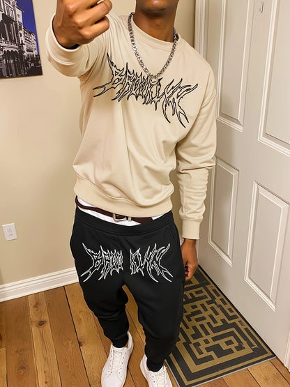 Casual Round Neck Sweater Sport Pants Suit