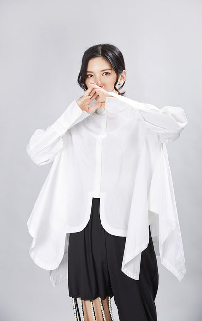 Spring Irregular Loose Long Sleeve Shirt