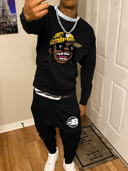 Casual Round Neck Sweater Sport Pants Suit