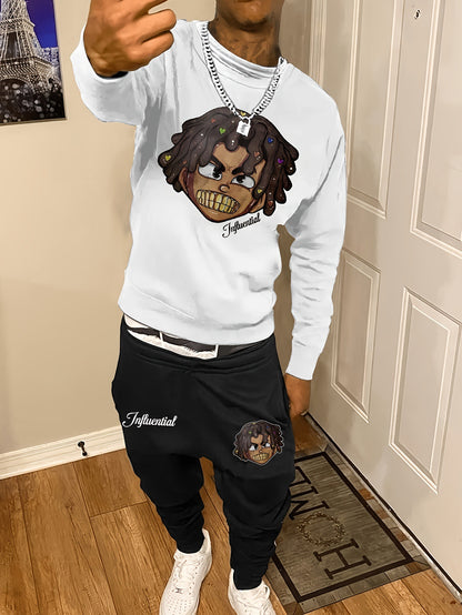 Casual Round Neck Sweater Sport Pants Suit