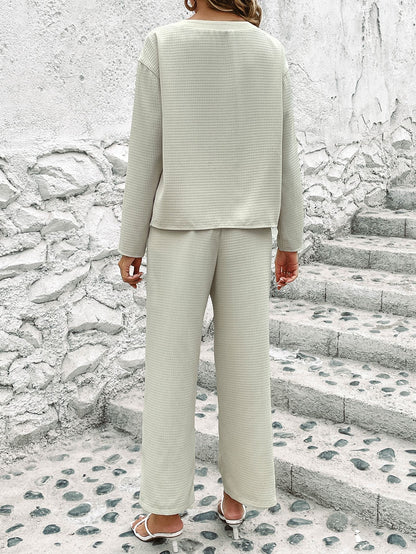 Long Sleeved Top & Fashion Pants Two-Piece Set