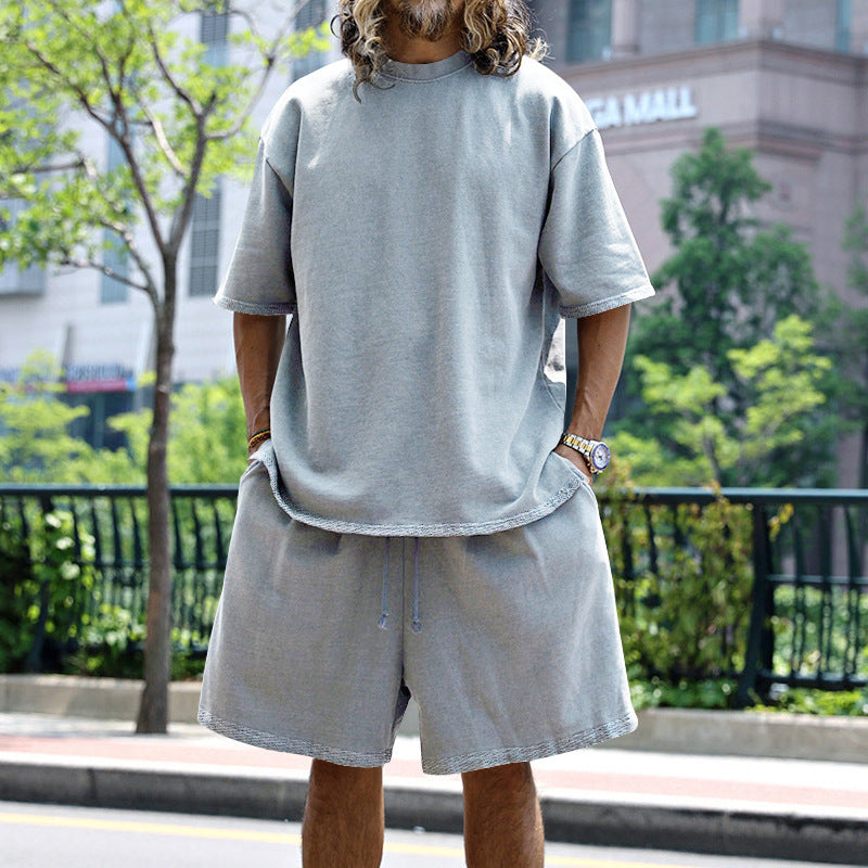 2pcs Loose Sports Round Neck Short-Sleeved T-Shirt