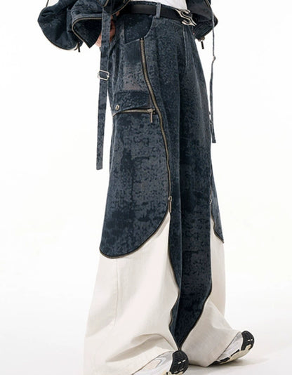 Zipper Structure Stitching Sense Machete Jeans