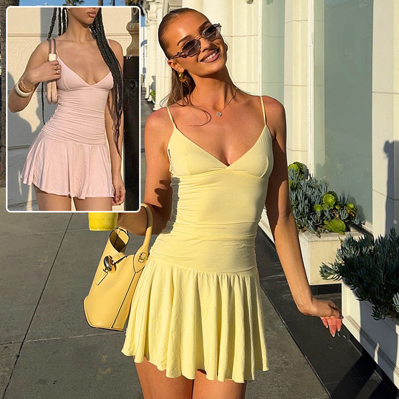 Slim Ruffled Short Dress