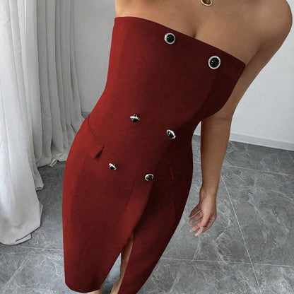 Slim-Fit Buttoned Sleeveless Dress