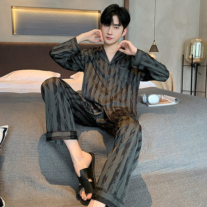 Men's Pyjamas V-Neck Thin Top & Pants Set
