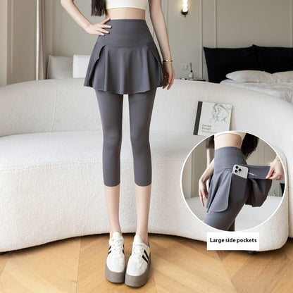 False-Two Piece Skirted Yoga Pants Set