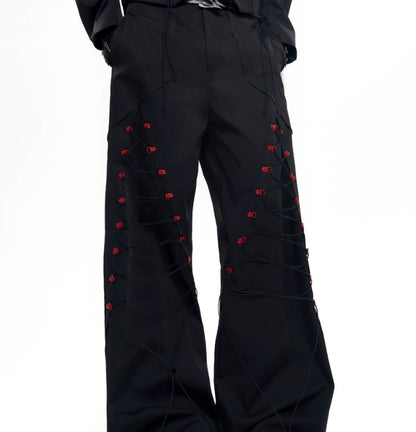 Rope Design Casual Pants & Coat Set