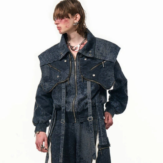 Zipper Structure Stitching Sense Machete Jeans