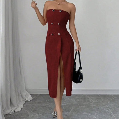 Slim-Fit Buttoned Sleeveless Dress