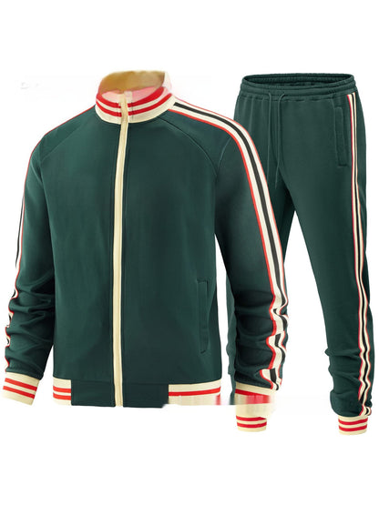 Men's Casual Sports Suit Colour Matching Two-Piece Set