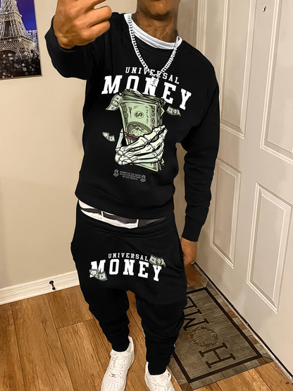 Casual Round Neck Sweater Sport Pants Suit