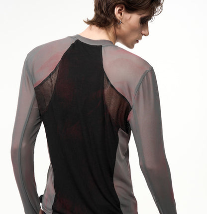 Tight Mesh Stitching Long Sleeve Top
