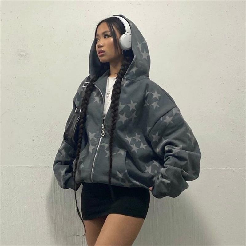 Stars Zip-Up Cardigan Jacket