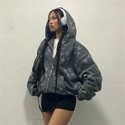 Stars Zip-Up Cardigan Jacket