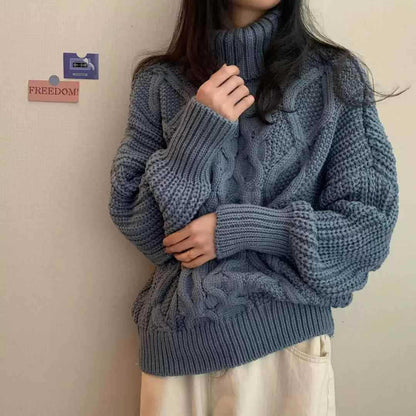 Turtleneck Twisted Long-Sleeved Sweater